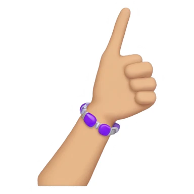 hand with purple bracelet pointing  sticker