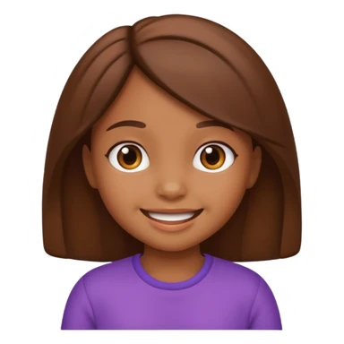 Cute girl kid emoji brown sticker