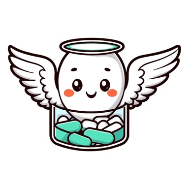 Cute medicine pill or capsule with angel wings flying sticker