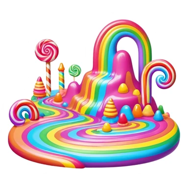 surreal melting neon rainbow candy land landscape sticker