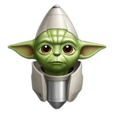 rocket with front replaced with yoda head sticker