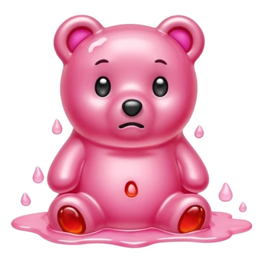 Sad light pink Gummy bear melting into ground sticker