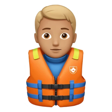 male wearing life jacket sticker