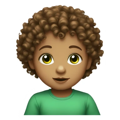 Brown curly haired baby with green eyes sticker