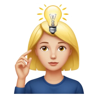 Woman thinking with a light bulb over her head sticker