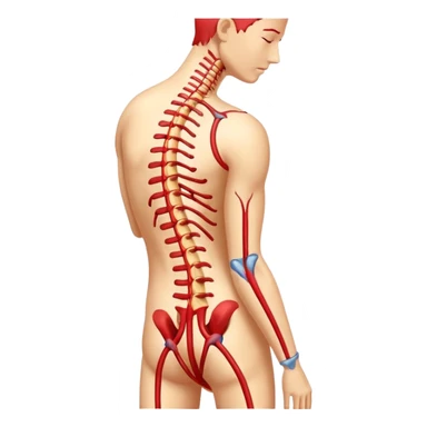spine with highlighted nerve and pain marks symbolizing sciatica pain sticker