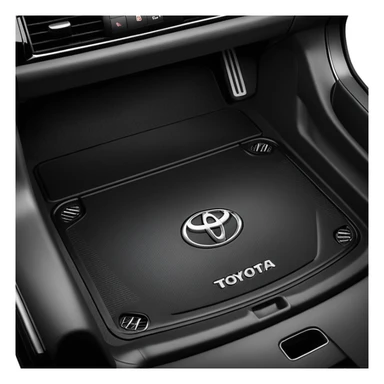 a black textured surface, likely a piece of automotive trim or a floor mat, featuring the branding for a Toyota Fortuner.
 sticker
