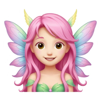 A tiny pastel fairy with pink long hair with glowing wings and a sweet smile  sticker