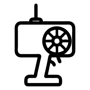 remote control for a remote-controlled car, wheel-shaped dial, minimalist icon style, clean lines sticker