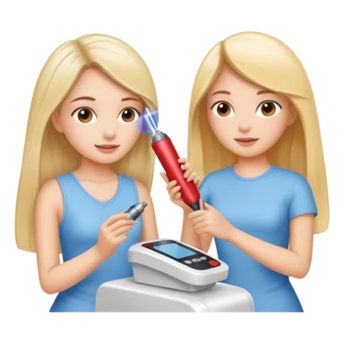 A girl help another girl do laser hair removal treatment sticker
