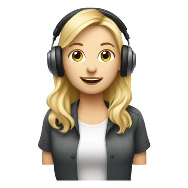 Audio technician blonde girl with an audio desk sticker