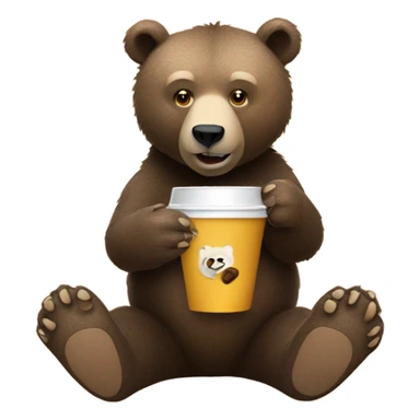 Bear drinking coffee sticker