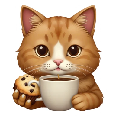 cat with coffee and muffin sticker