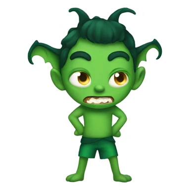 A green demon boy sticker