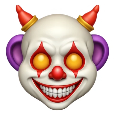 horned skull with clown nose emoji style sticker