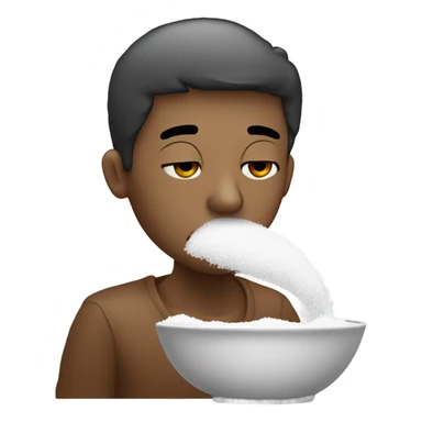 Me smelling bowl of salt sticker