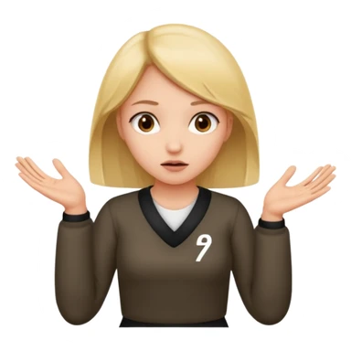 girl shrugging with 6 over one hand and 7 over the other hand sticker