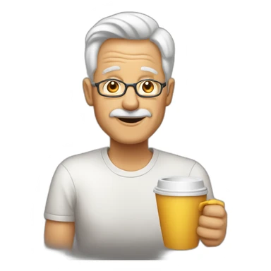 Homem 60 anos, tomando cafe sticker