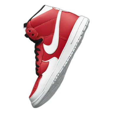 Chaussure Nike rouge et blanche avec le logo en noir sticker