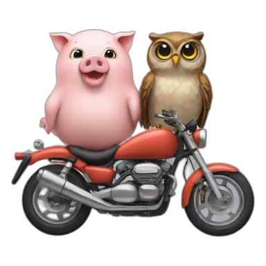 A pig and an owl on motorcycle sticker