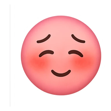 pink face with blushing and shy expression emoji, digital illustration, no background sticker