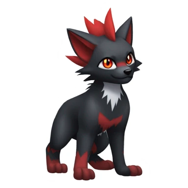 Black Cool Edgy Anthro Litten Zoroark Zorua Fakémon  with White and Red Edgy markings sticker