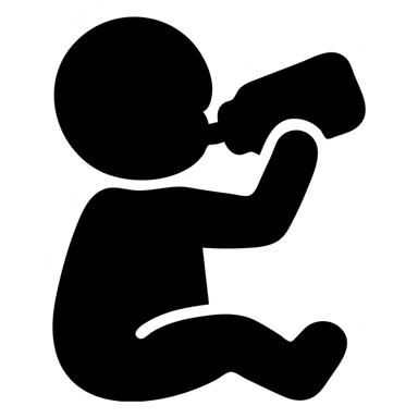 solid filled baby drinking from a bottle icon sticker