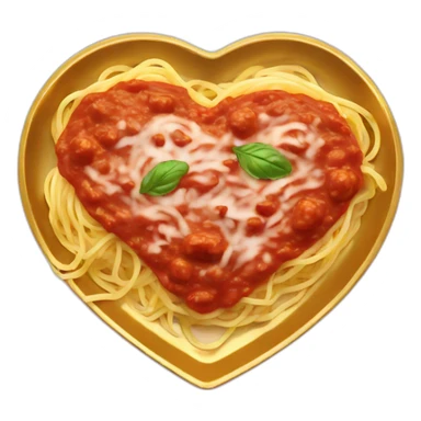 Spaghetti and sauce on gold plate heart sticker