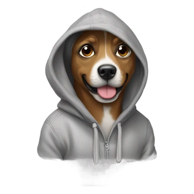 Dog wears a hoodie sticker