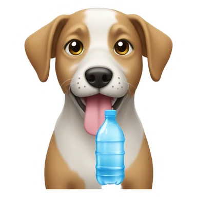 dog drinking a bottle of water  sticker
