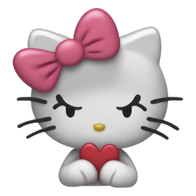 Hello kitty with a heart sticking out  sticker