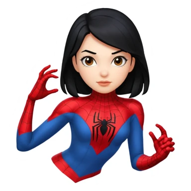 simple emoji of a girl in a Spiderman costume with black hair sticker