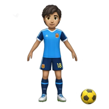 Futbolista español de 16 con camiseta azul marina y una franja azul clara en los hombros. Con el número 8 en la camiseta. Un solo 8 y que ponga PLAZA sticker