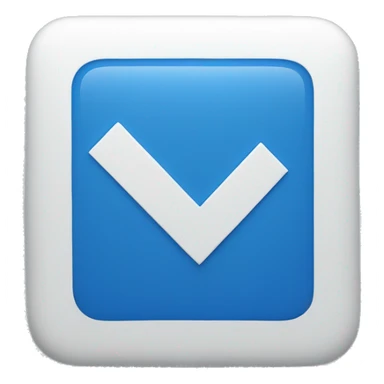 A white tick in a blue square sticker