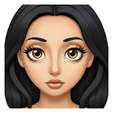 Mujer trigueña con pelo negro largo, ojos grandes, pestañas voluminosas, maquillada, estudiante de medicina sticker