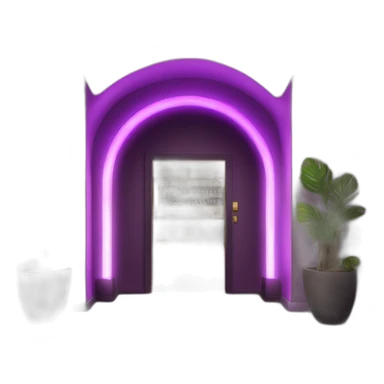 Bar entrance with 3 purple LED arch lights from larger to smaller leading down the hall inside  sticker