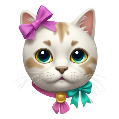 Cat blushing with a bow in her hair sticker