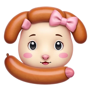 a sausage with face, a little pink bow on the head sticker