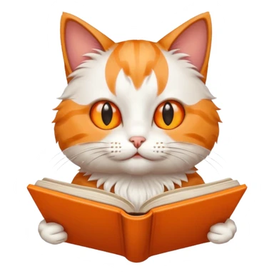 cat reading book sticker