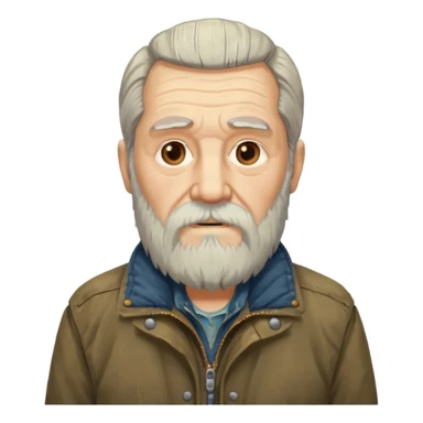 long ,bearded elderly with old jacket sticker