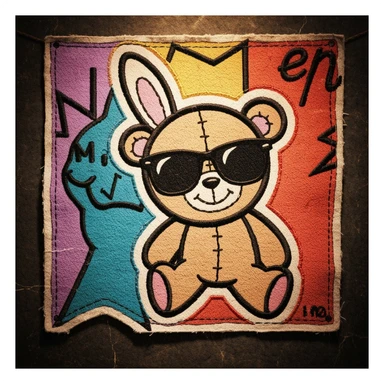 emo banner with stitched patch, cute, expressive sticker