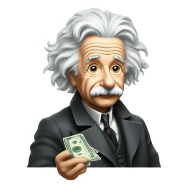 albert einstein cash in his hand sticker