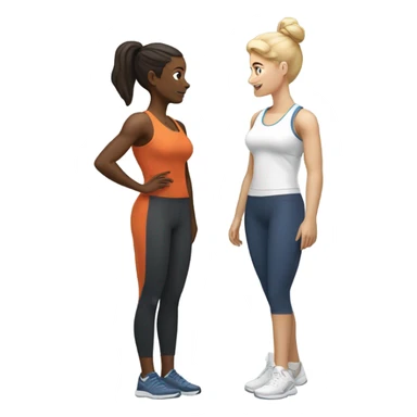 2 white skin woman in sportswear talking to eachother sticker