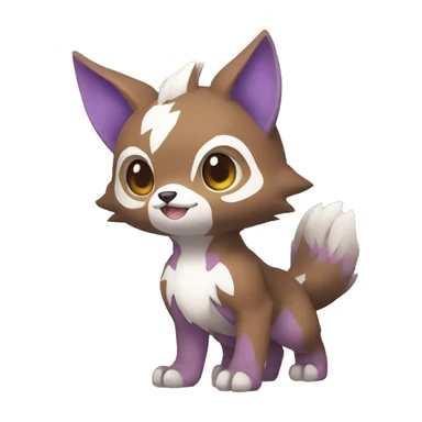 Cute cool brown white purple animal hybrid Fakemon full body sticker