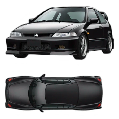 Honda-Civic-EK9, black hatchback Profile view sticker