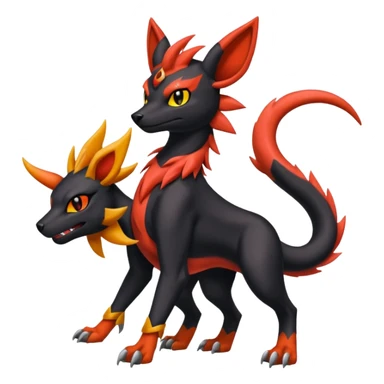 Litten-Houndoom-Salandit-Noibat-Flareon-Fakémon-Digimon-fusion (full body) sticker