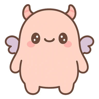 kawaii-style monster with tiny wings and a round body sticker