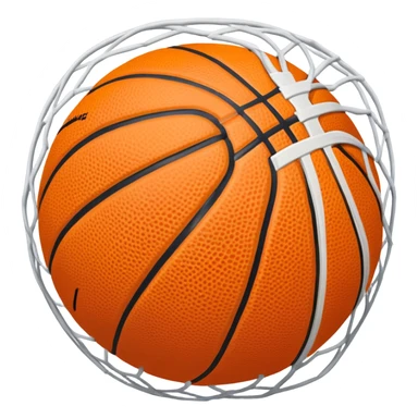 Orange basketball in the middle of a white net, top-down angle sticker