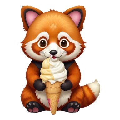 red panda with ice cream sticker
