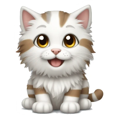 cute fluffy kitten white with patches of grey and brown stripes sticker